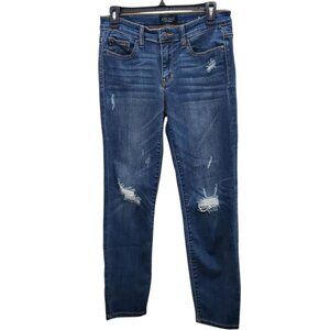 Judy Blue Relaxed Fit Women's Heavy Distressed Dark Wash Straight Leg Jeans 7/28